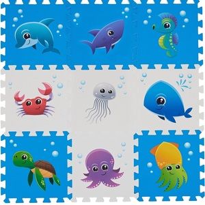 NEW! Puzzle Foam Play Mat for Floor 9 Pieces Sea World Non-Toxic EVA Material
